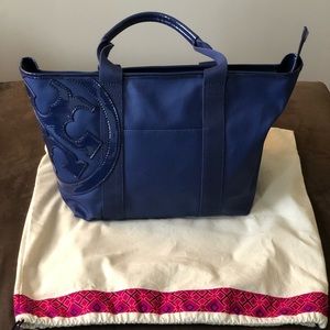 Authentic Tory Burch blue beach bag
